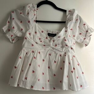 White Floral Women's Top